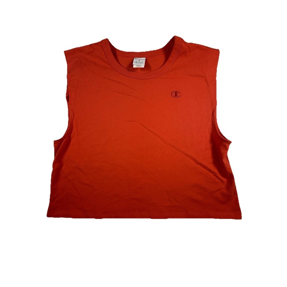 Champion Shirt Mens M Orange Tank Top Preppy Cotton Tee Beach Casual Summer